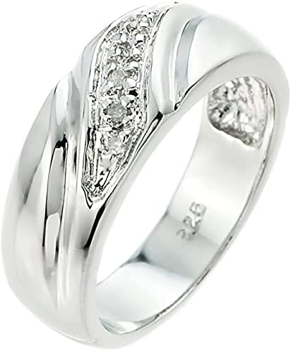 925 Sterling Silver 5 Diamond Accented Men's Wedding Band (J-K